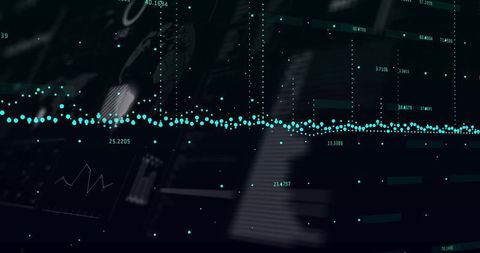 Glowing Teal Data Wave Spanning Dark Dashboard Interface Visualizing Timeseries Metrics