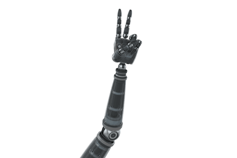 transparent black robot hand making victory gesture - Download Free Stock Videos Pikwizard.com