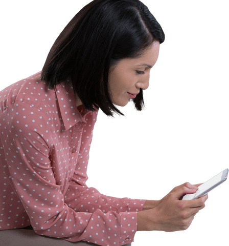woman engaging with mobile phone transparent background - Download Free Stock Videos Pikwizard.com