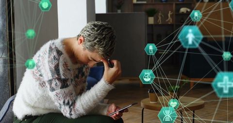 Caucasian Woman Experiencing Tech-Related Stress with Smartphone