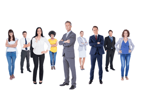 Diverse business team on transparent vector background