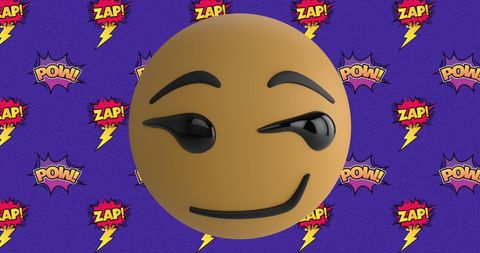 Comic Style Smirking Emoji with Bold Pop Art Elements