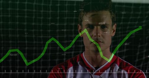 Baseball player with graph overlay depicting sports performance data