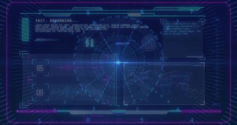 Futuristic HUD Interface with Radar and Digital Display
