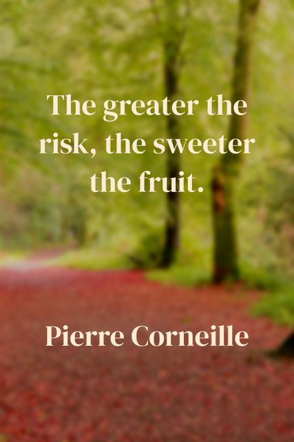 Serene forest path with motivational quote by Pierre Corneille. Great for posters, social media posts, and personal development themes. Perfect for inspiring courage and depicting nature's tranquility.