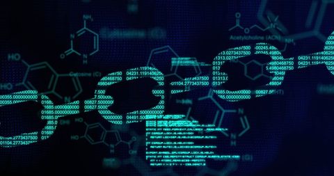 Blockchain and molecular data interaction concept