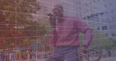 Businessman Analyzing Financial Data in Modern City Street