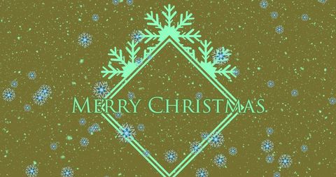 Merry Christmas Card with Green Geometric Snowflake Design - Download Free Stock Images Pikwizard.com
