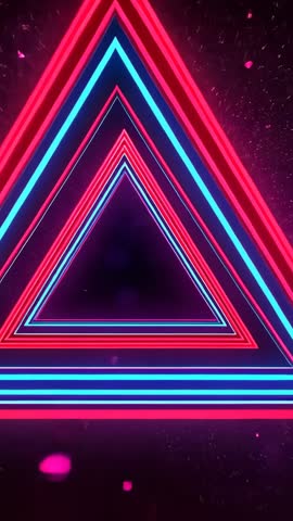 Looping Neon Triangle Tunnel Pulsing Cyan Magenta Bars Vertical Motion Loop for Social Video