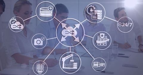 Business Professionals Collaborating in Modern Digital Network - Download Free Stock Images Pikwizard.com