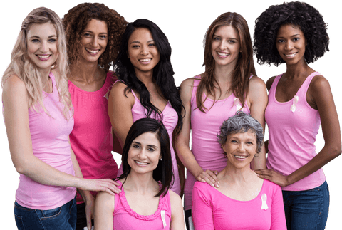Women Wearing Pink Promoting Breast Cancer Awareness Transparent Background
