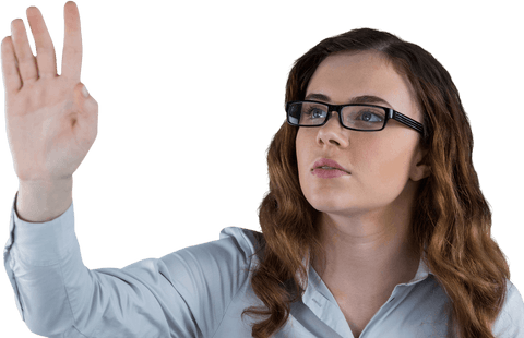 Confident Woman Interacting with Transparent Virtual Display - Download Free Stock Videos Pikwizard.com