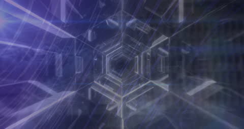 Futuristic Digital Tunnel with Abstract Light Trails