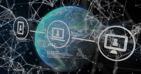 Global Connectivity and Data Processing Over Earth - Download Free Stock Images Pikwizard.com