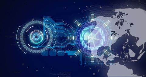 Global Digital Data Processing on Navy Blue Background - Download Free Stock Images Pikwizard.com