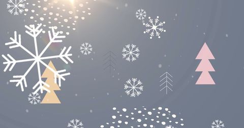 Festive Snowflakes and Trees Winter Wonderland Background