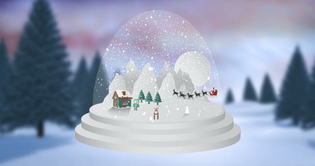 Festive Snow Globe with Santa and Christmas Village - Download Free Stock Images Pikwizard.com