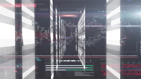 DNA Strands with Data Visualization in Futuristic Interface