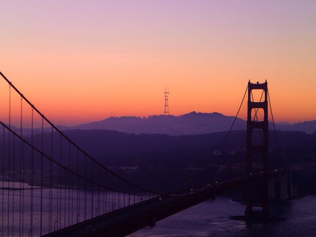 Golden Gate Bridge Silhouette Against a Vibrant Sunset Sky - Download Free Stock Photos Pikwizard.com