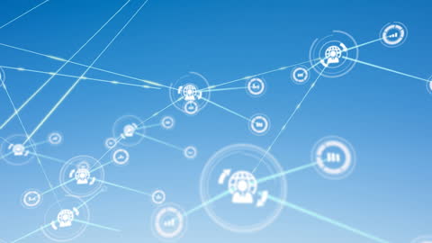 Digital Network Connections over Clear Blue Sky Background