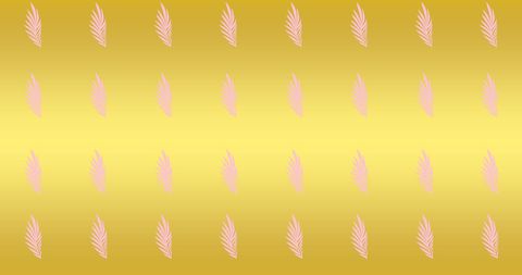 Abstract Pink Foliage Pattern on Vibrant Yellow Background