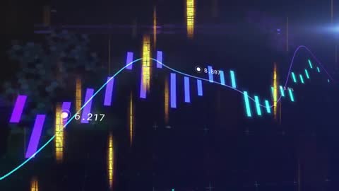 Futuristic Data Trend Visualization with Dynamic Elements