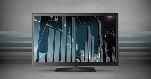 Digital Interface with Graphs and Data on Flat-screen Monitor - Download Free Stock Images Pikwizard.com