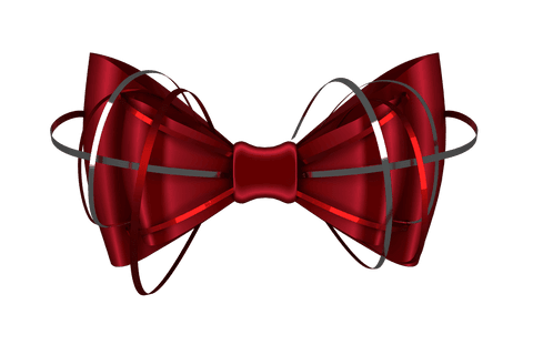 Elegant red bow illustration on transparent background