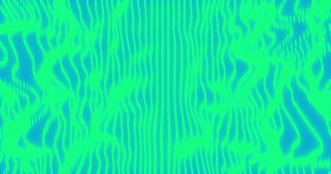 Vibrant green neon waves on sky blue background