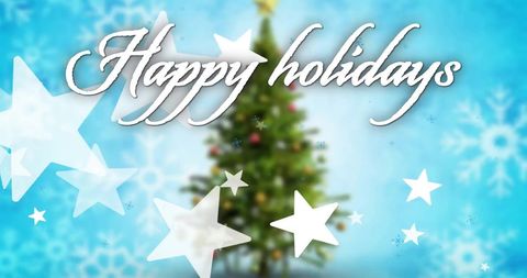 Festive Holiday Greeting with Christmas Tree and Decorations