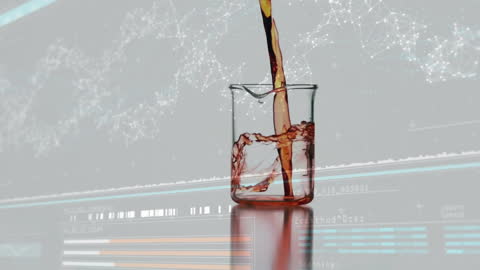 Liquid Science Experiment with Digital DNA Strand Background