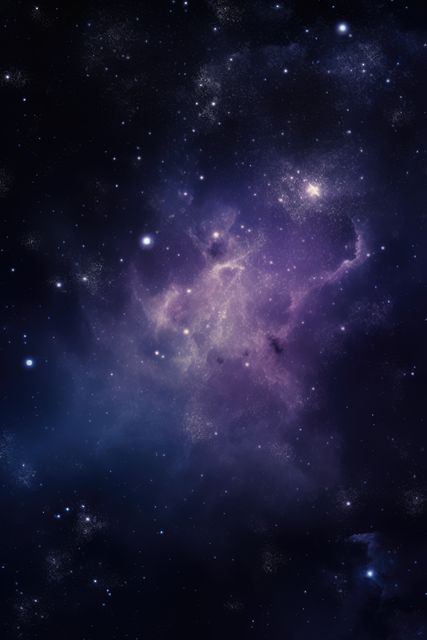 Stars and clouds on night dark blue sky, created using generative ai technology. Space, galaxy and astronomy concept digitally generated image.