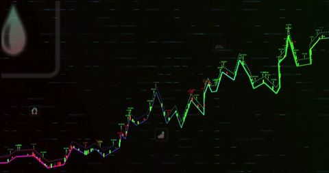 Neon Line Graph on Trading Interface Displaying Data Analysis