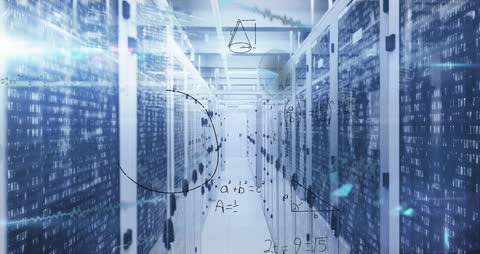 Futuristic AI Data Processing in Server Room Environment