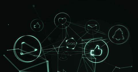Futuristic Digital Interface with Floating Icons - Download Free Stock Images Pikwizard.com