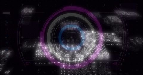 futuristic digital interface with binary code grid - Download Free Stock Images Pikwizard.com