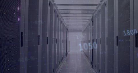 Digital Interface with Cybersecurity Overlays in Server Room - Download Free Stock Images Pikwizard.com