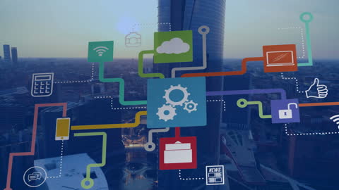 Global Connectivity Digital Network Over Urban Landscape