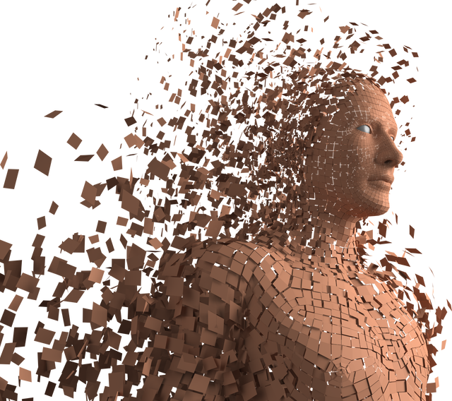 Transparent Digital Male Avatar Made of Abstract Brown Pixels in Mid Transformation - Download Free Stock Videos Pikwizard.com