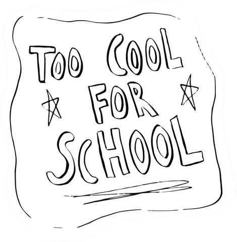 Too cool for school hand-drawn slogan with stars transparent
