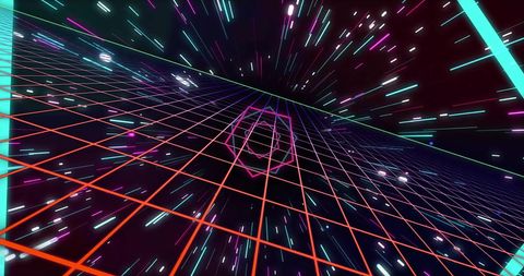Futuristic Neon Grid with Dynamic Light Trails