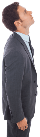 Profile View of Businessman on Transparent Background for Virtual Interface