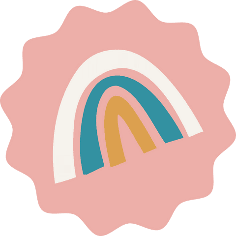 Minimalist rainbow arches on pink transparent background