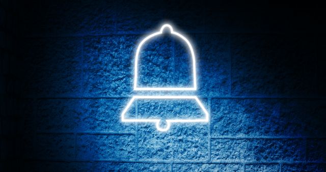 Neon Bell Icon on Brick Wall Reflecting Social Media Alerts - Download Free Stock Images Pikwizard.com