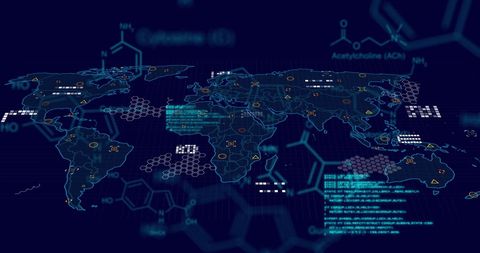 Global Scientific Data Processing on World Map - Download Free Stock Images Pikwizard.com