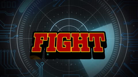 Fight Text on Digital Sci-Fi Background with Circuitry