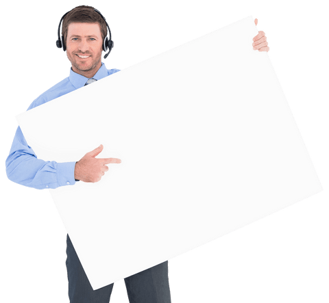 Business Professional Presenting Blank White Board with Headset - Download Free Stock Videos Pikwizard.com