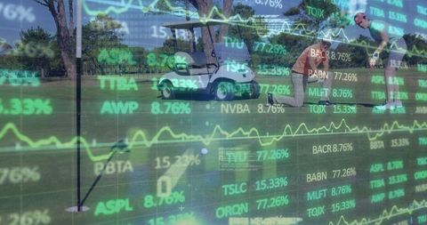 Golfing Executives Analyzing Financial Trends on Green