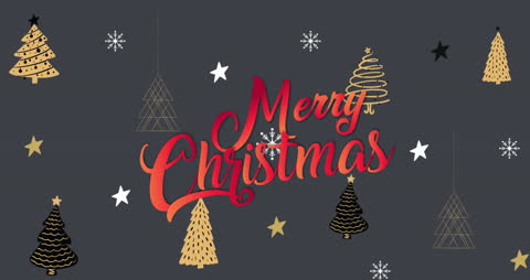 Festive Merry Christmas Greeting with Animated Decorations