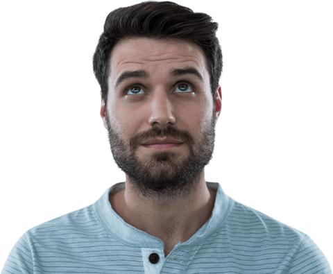 Thoughtful Bearded Man Looking Up, Transparent Background - Download Free Stock Videos Pikwizard.com